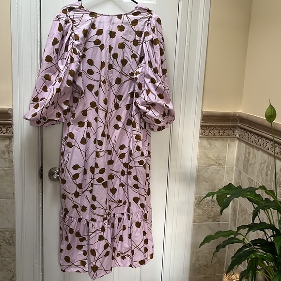 A New Day Lavender dress w/ fun bell sleeves! VNeck with modern art floral print - Picture 4 of 5